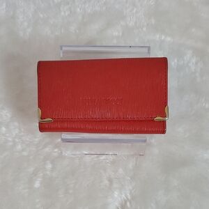 Nina Ricci Red Leather Key Wallet with Gold Corner Details